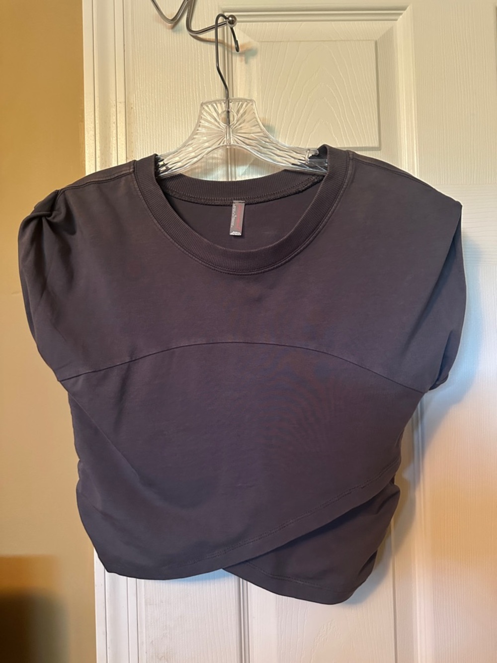 Free People Charcoal Twist Hem Crop Top